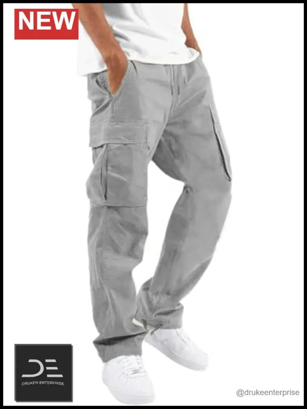 Men's Cargo Joggers Pants Hiking Drawstring Chino Straight Leg